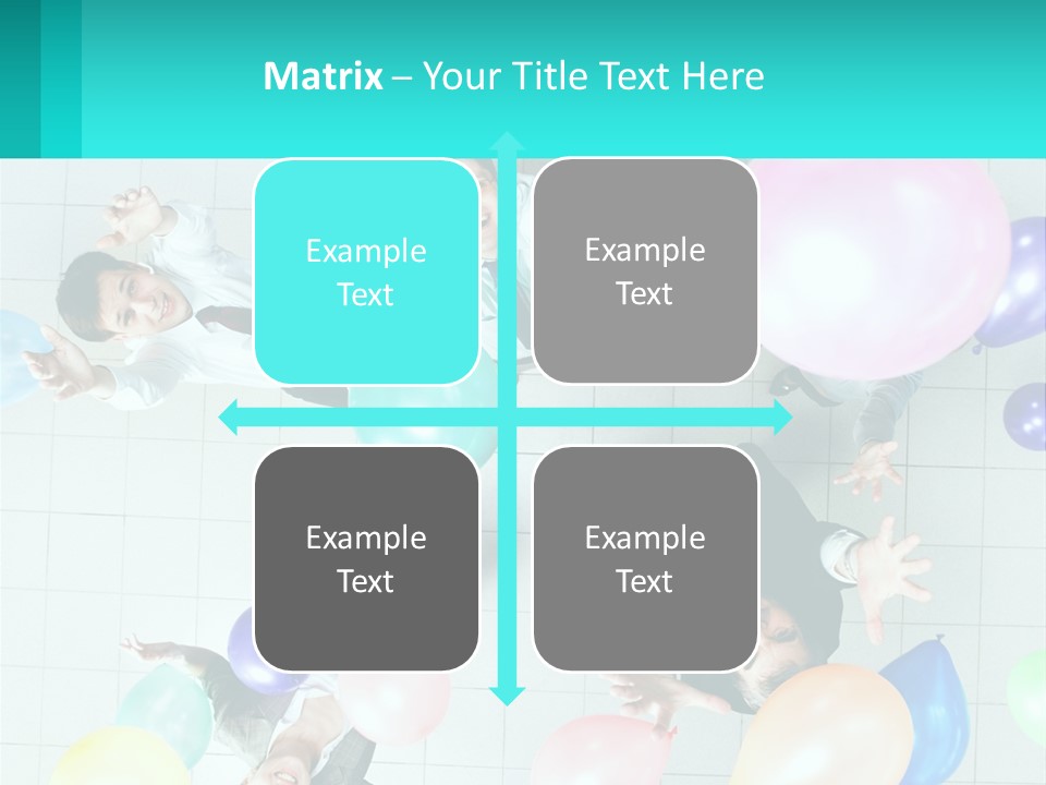 A Group Of People Standing Around Each Other Holding Balloons PowerPoint Template