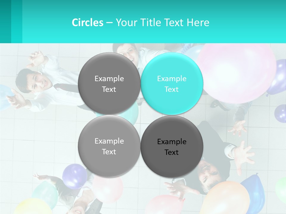 A Group Of People Standing Around Each Other Holding Balloons PowerPoint Template