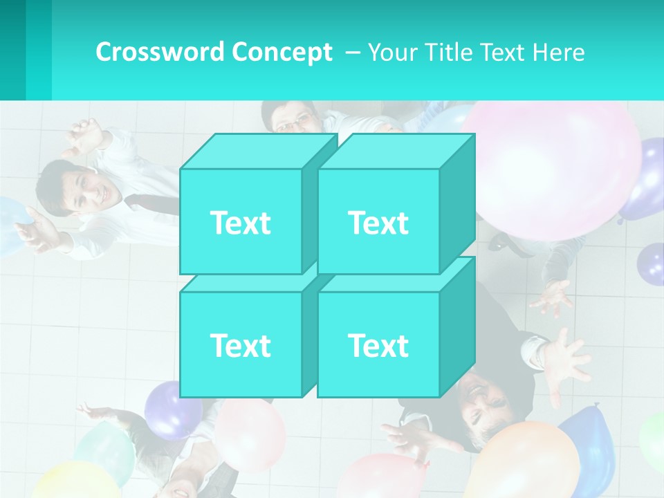 A Group Of People Standing Around Each Other Holding Balloons PowerPoint Template