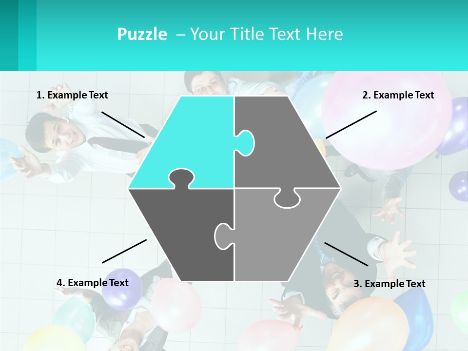 A Group Of People Standing Around Each Other Holding Balloons PowerPoint Template