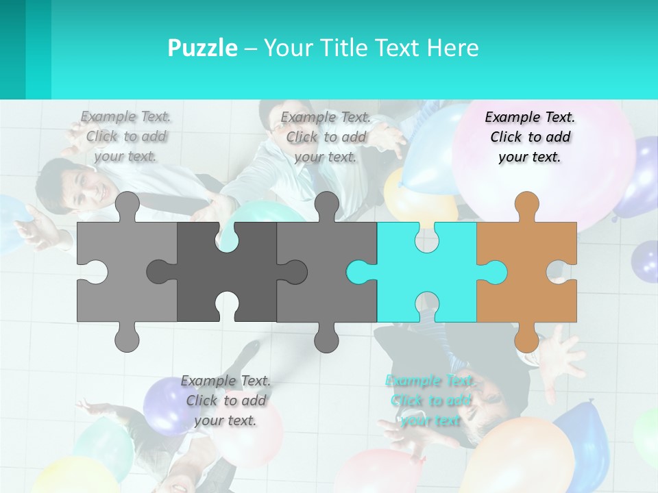 A Group Of People Standing Around Each Other Holding Balloons PowerPoint Template