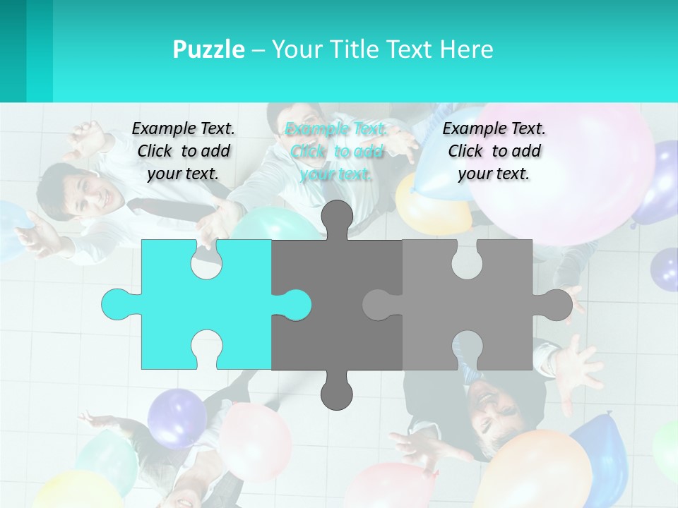 A Group Of People Standing Around Each Other Holding Balloons PowerPoint Template