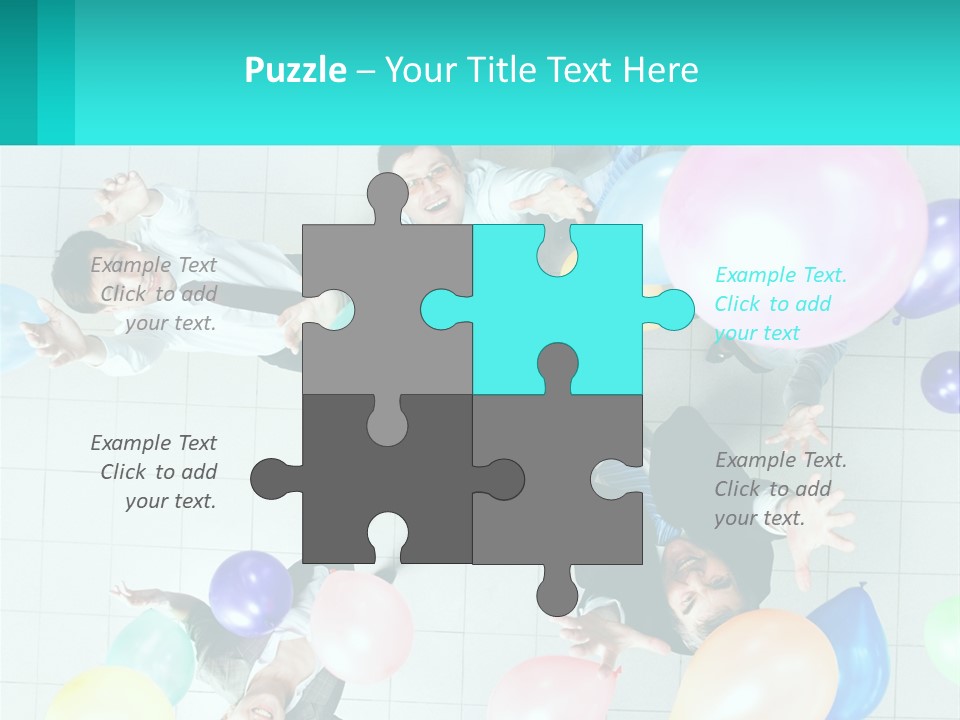 A Group Of People Standing Around Each Other Holding Balloons PowerPoint Template