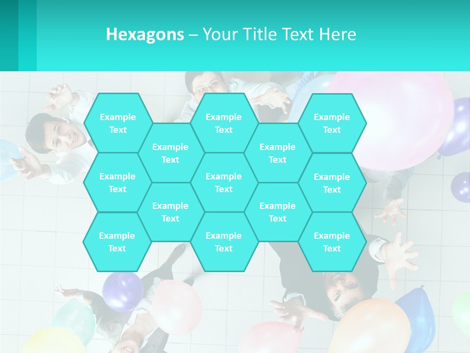 A Group Of People Standing Around Each Other Holding Balloons PowerPoint Template