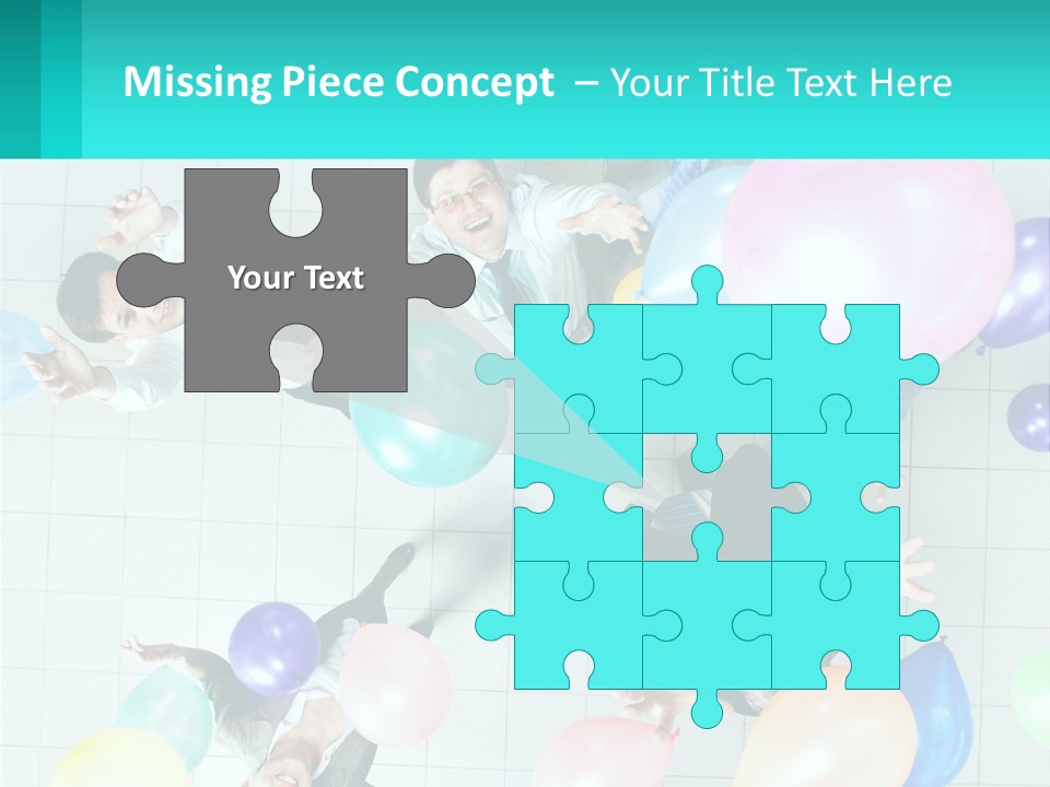 A Group Of People Standing Around Each Other Holding Balloons PowerPoint Template