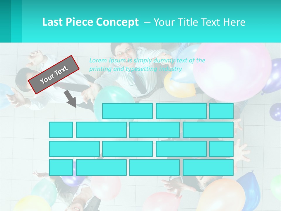 A Group Of People Standing Around Each Other Holding Balloons PowerPoint Template