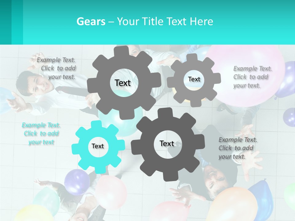 A Group Of People Standing Around Each Other Holding Balloons PowerPoint Template