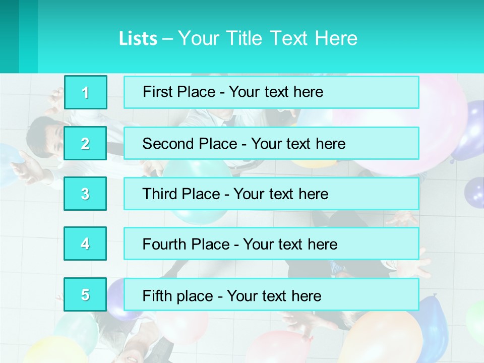 A Group Of People Standing Around Each Other Holding Balloons PowerPoint Template