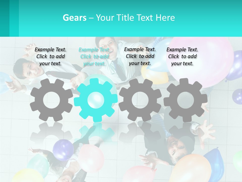 A Group Of People Standing Around Each Other Holding Balloons PowerPoint Template