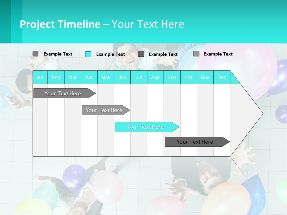 A Group Of People Standing Around Each Other Holding Balloons PowerPoint Template
