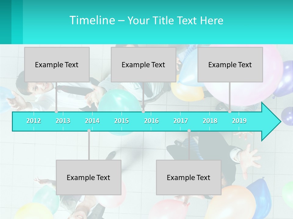 A Group Of People Standing Around Each Other Holding Balloons PowerPoint Template