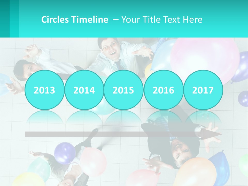 A Group Of People Standing Around Each Other Holding Balloons PowerPoint Template