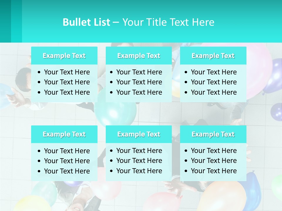 A Group Of People Standing Around Each Other Holding Balloons PowerPoint Template