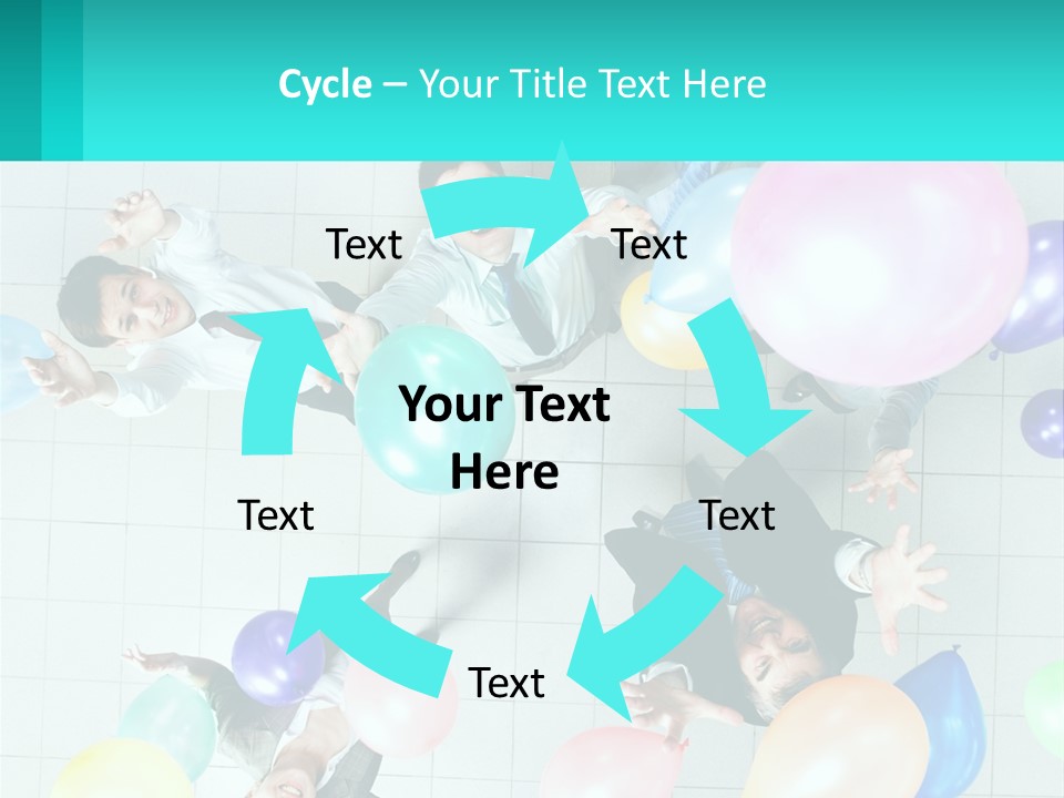 A Group Of People Standing Around Each Other Holding Balloons PowerPoint Template