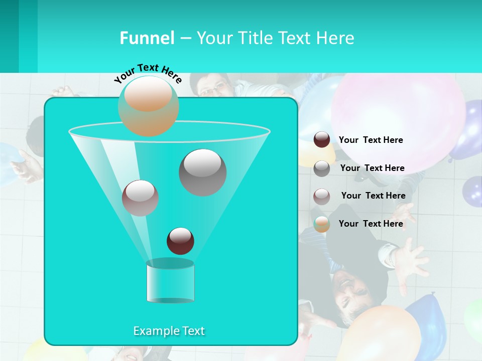 A Group Of People Standing Around Each Other Holding Balloons PowerPoint Template