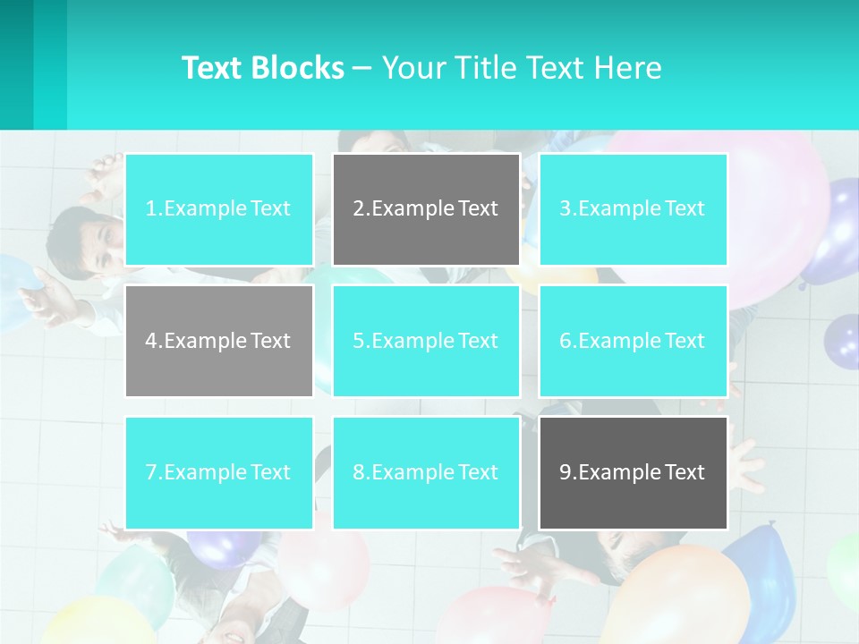 A Group Of People Standing Around Each Other Holding Balloons PowerPoint Template