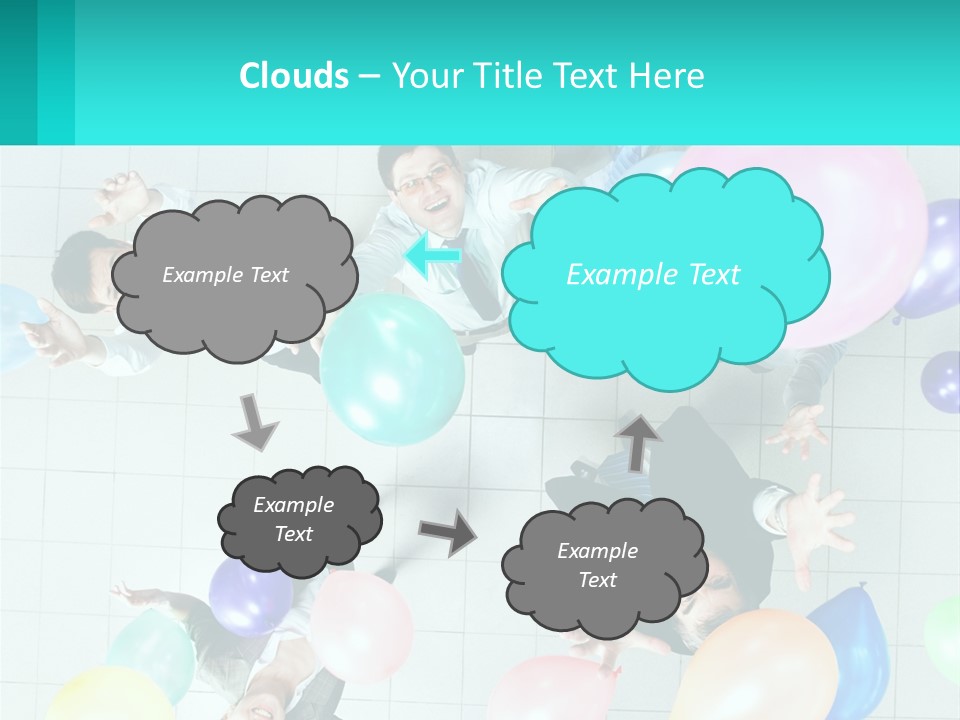 A Group Of People Standing Around Each Other Holding Balloons PowerPoint Template