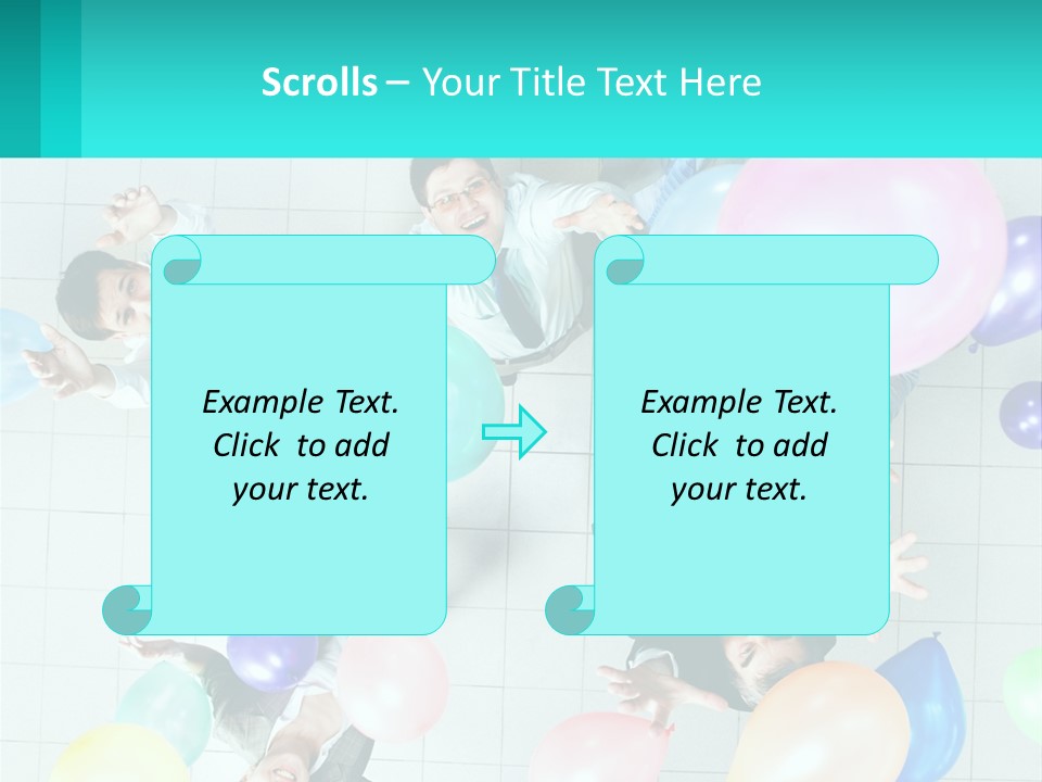 A Group Of People Standing Around Each Other Holding Balloons PowerPoint Template