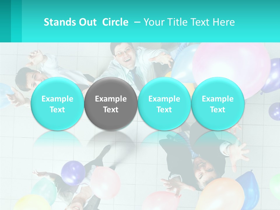 A Group Of People Standing Around Each Other Holding Balloons PowerPoint Template