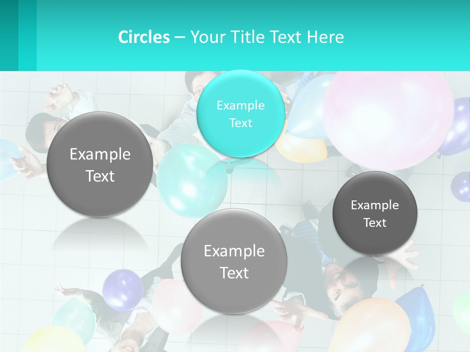 A Group Of People Standing Around Each Other Holding Balloons PowerPoint Template