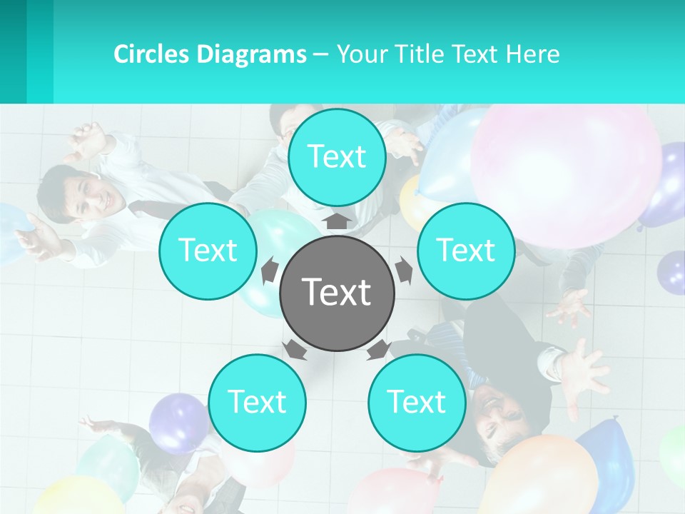 A Group Of People Standing Around Each Other Holding Balloons PowerPoint Template