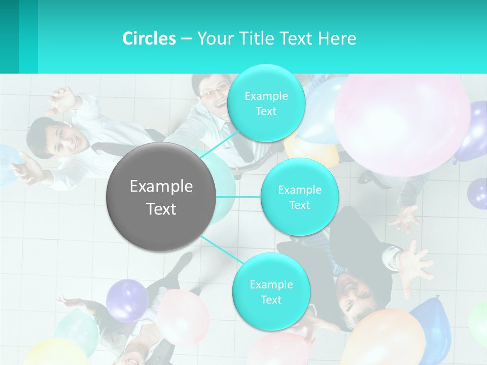 A Group Of People Standing Around Each Other Holding Balloons PowerPoint Template