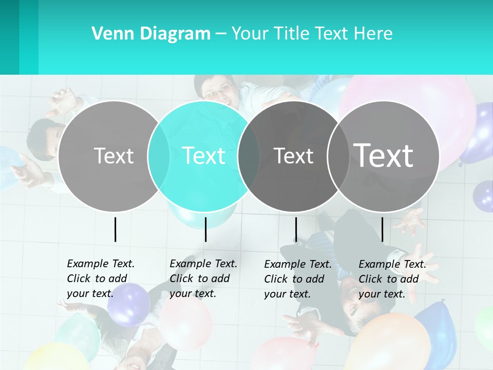 A Group Of People Standing Around Each Other Holding Balloons PowerPoint Template