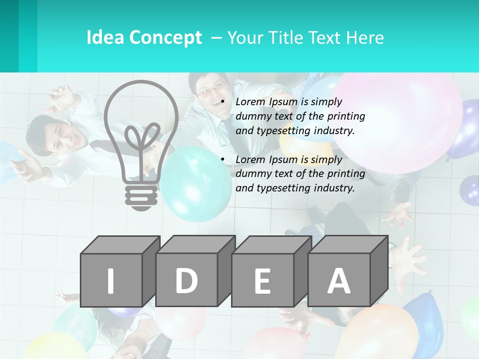 A Group Of People Standing Around Each Other Holding Balloons PowerPoint Template