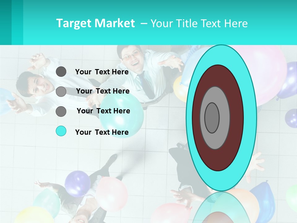 A Group Of People Standing Around Each Other Holding Balloons PowerPoint Template