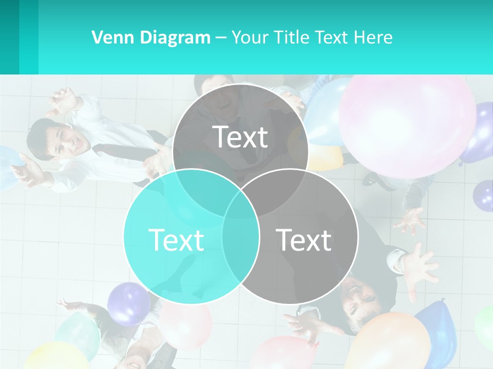 A Group Of People Standing Around Each Other Holding Balloons PowerPoint Template