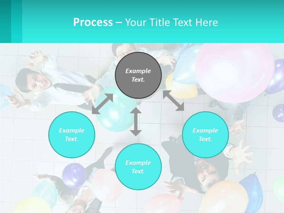 A Group Of People Standing Around Each Other Holding Balloons PowerPoint Template