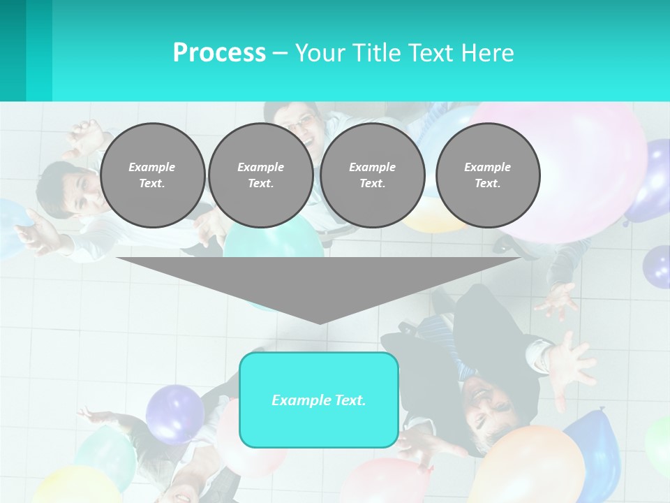 A Group Of People Standing Around Each Other Holding Balloons PowerPoint Template