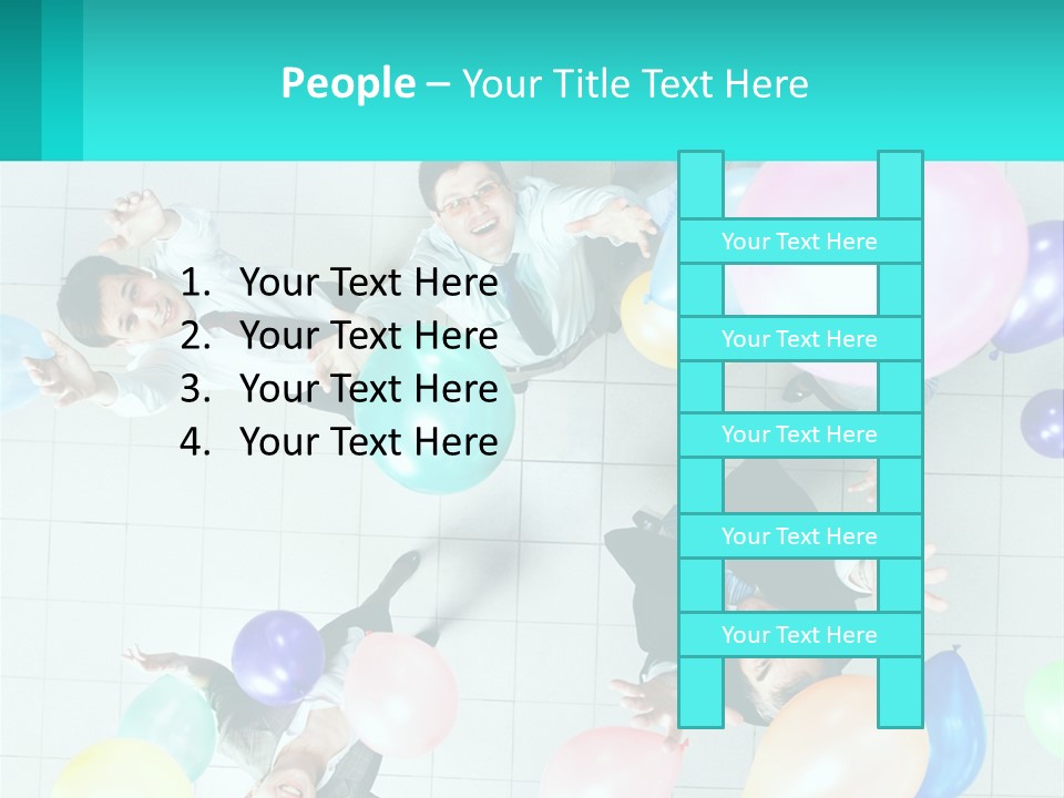 A Group Of People Standing Around Each Other Holding Balloons PowerPoint Template