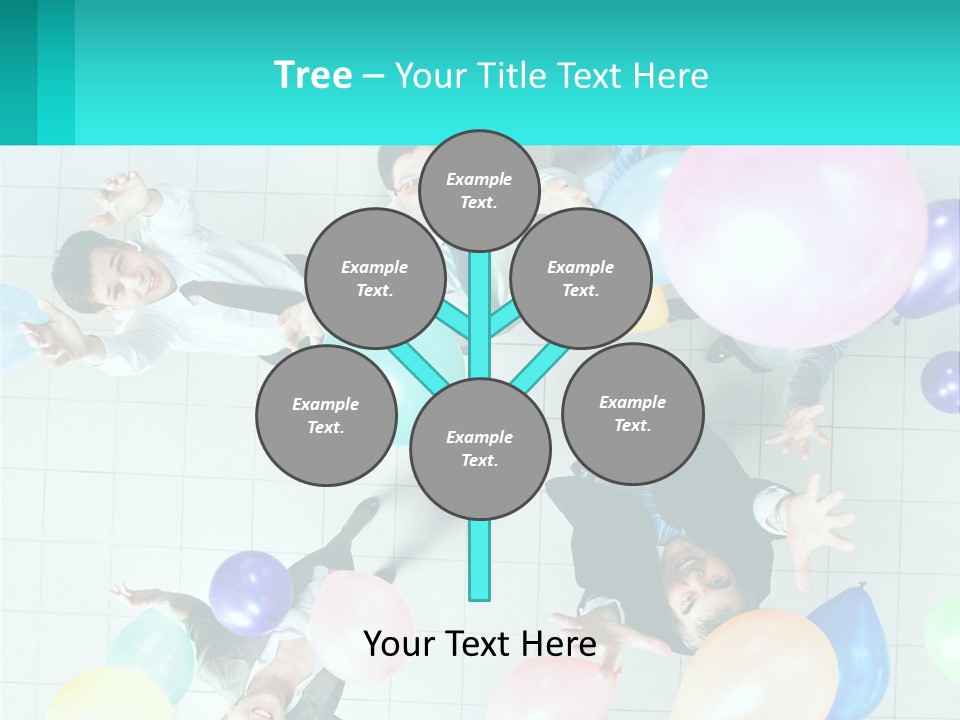 A Group Of People Standing Around Each Other Holding Balloons PowerPoint Template