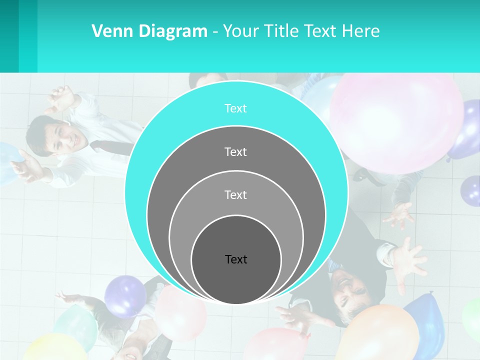 A Group Of People Standing Around Each Other Holding Balloons PowerPoint Template