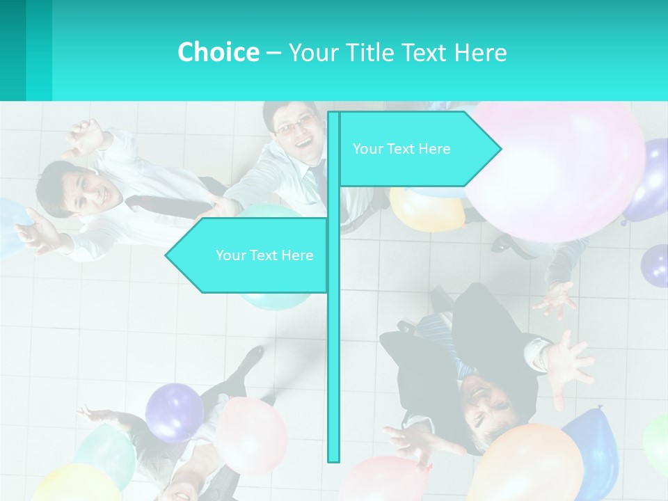 A Group Of People Standing Around Each Other Holding Balloons PowerPoint Template