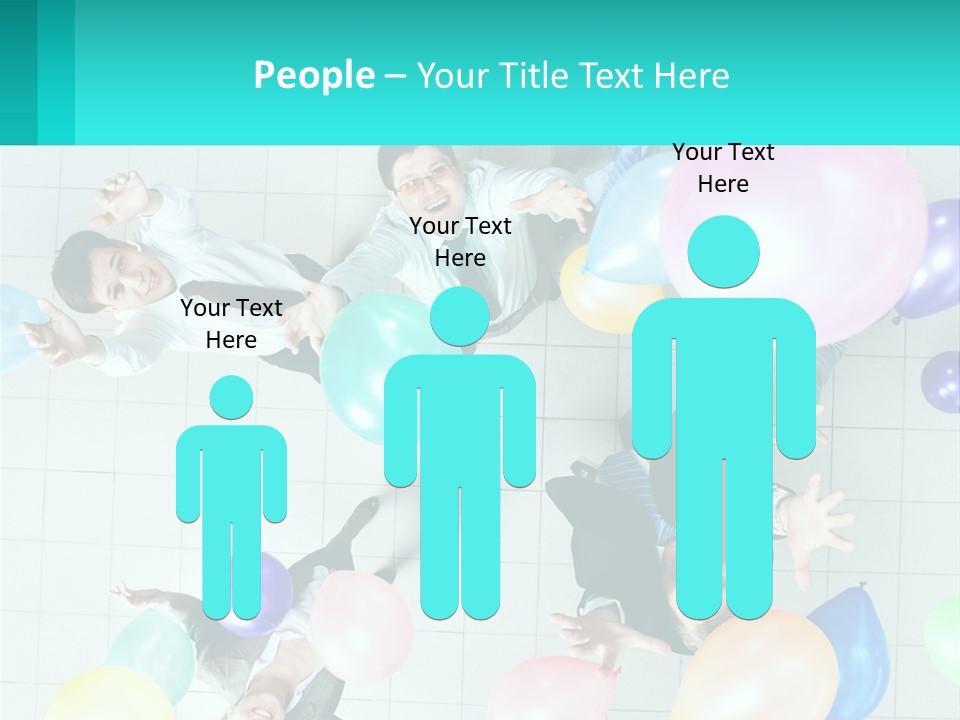 A Group Of People Standing Around Each Other Holding Balloons PowerPoint Template