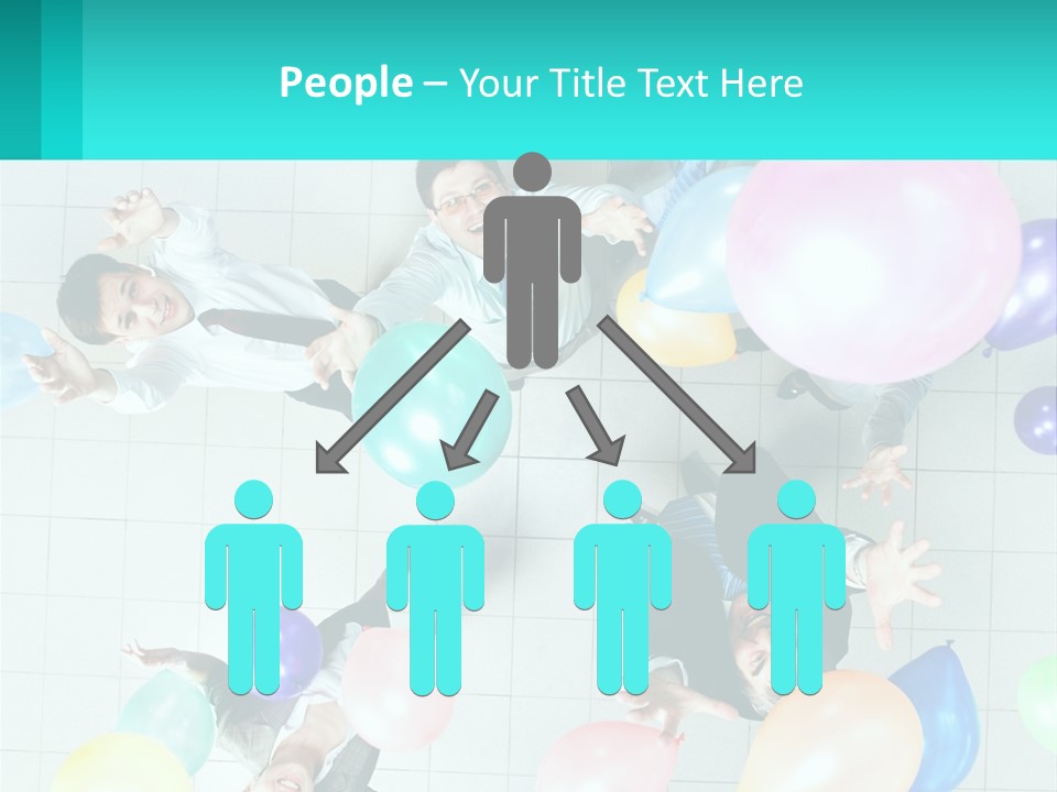 A Group Of People Standing Around Each Other Holding Balloons PowerPoint Template