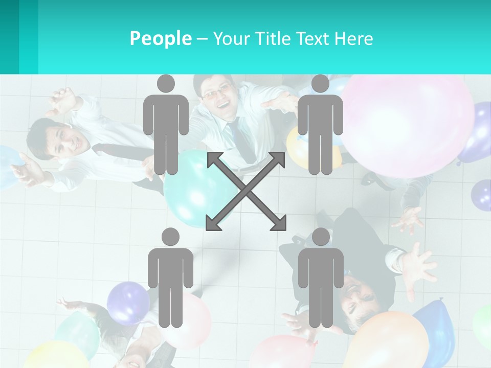 A Group Of People Standing Around Each Other Holding Balloons PowerPoint Template