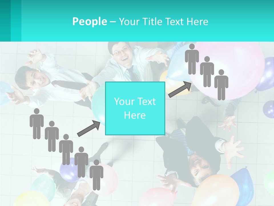 A Group Of People Standing Around Each Other Holding Balloons PowerPoint Template