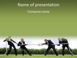 A Group Of People Pulling A Rope With Their Hands PowerPoint Template