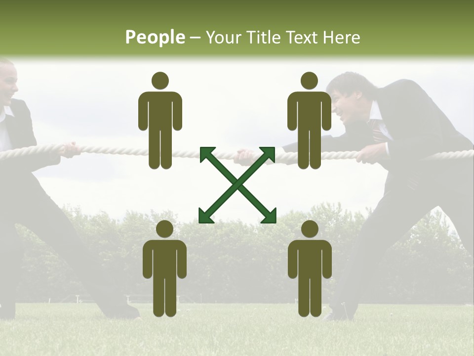 A Group Of People Pulling A Rope With Their Hands PowerPoint Template