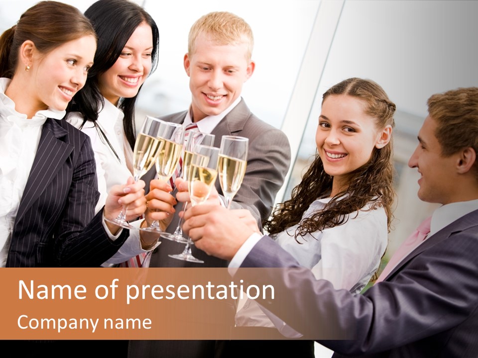 A Group Of Business People Toasting With Champagne PowerPoint Template