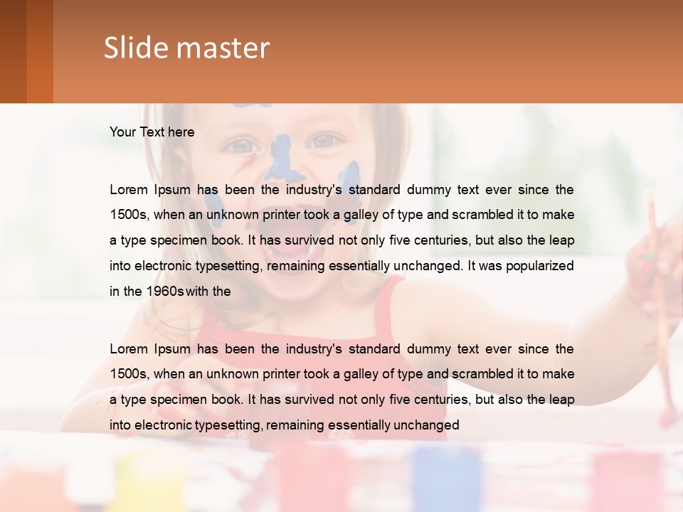 A Little Girl With Her Face Painted Blue And Red PowerPoint Template