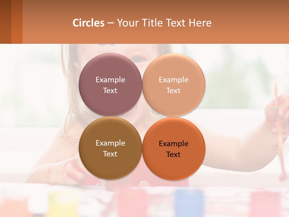 A Little Girl With Her Face Painted Blue And Red PowerPoint Template