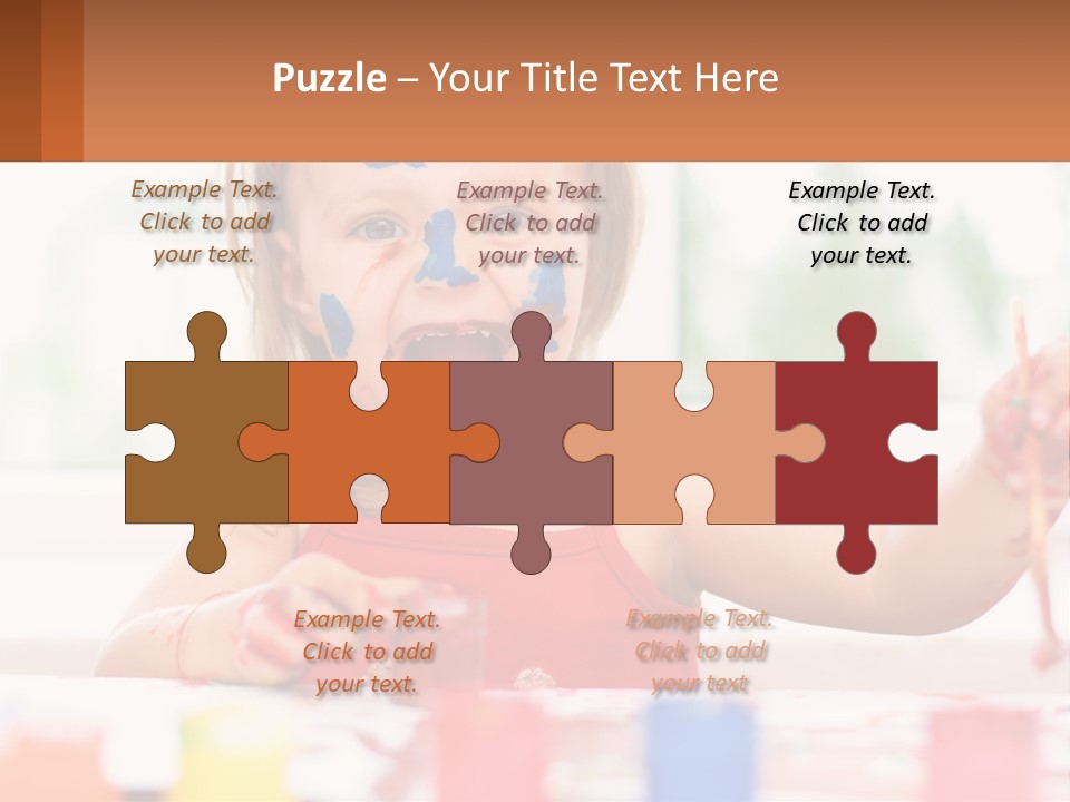 A Little Girl With Her Face Painted Blue And Red PowerPoint Template