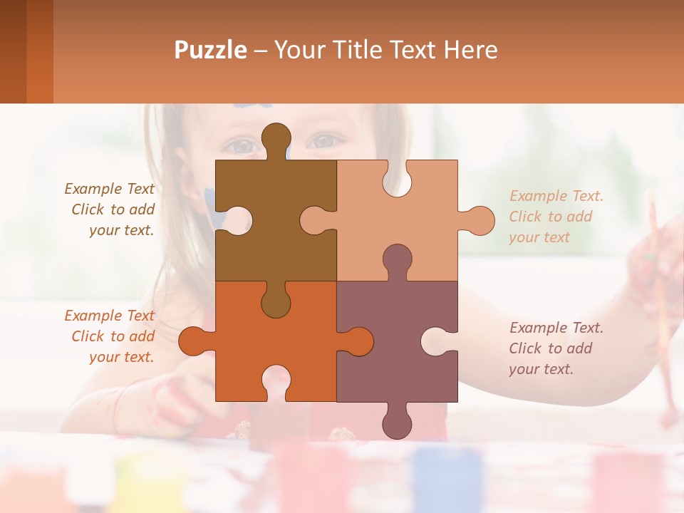 A Little Girl With Her Face Painted Blue And Red PowerPoint Template