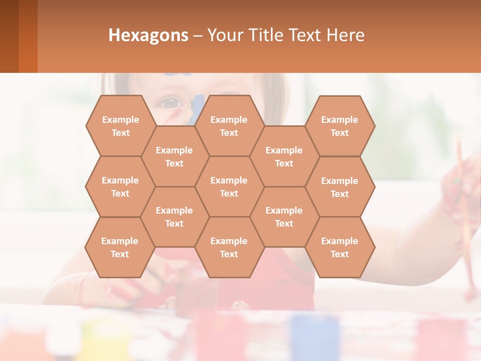 A Little Girl With Her Face Painted Blue And Red PowerPoint Template