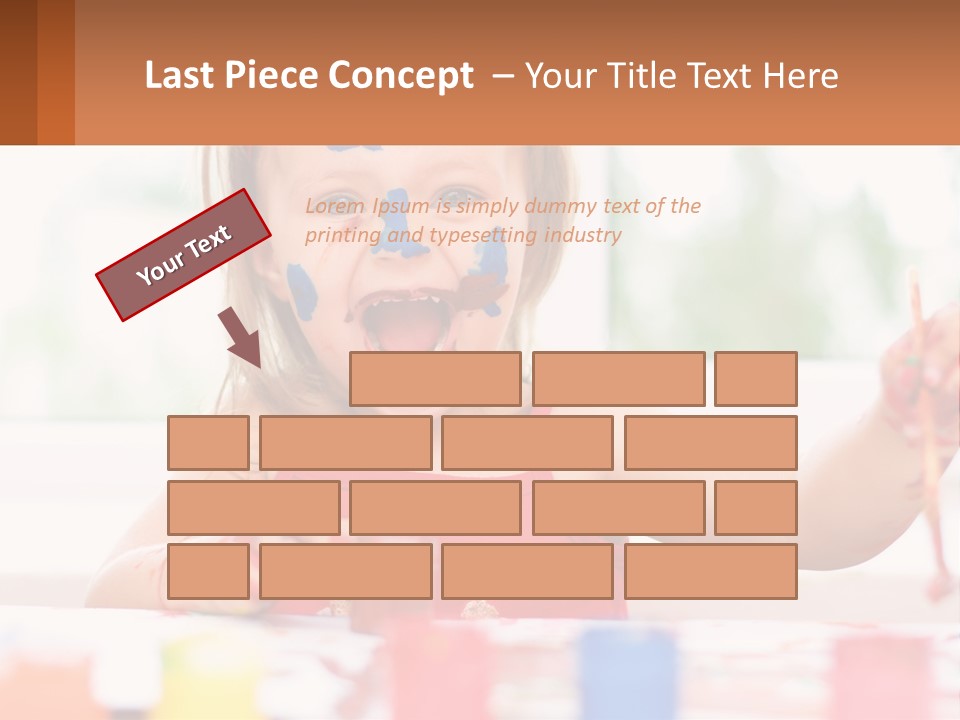 A Little Girl With Her Face Painted Blue And Red PowerPoint Template