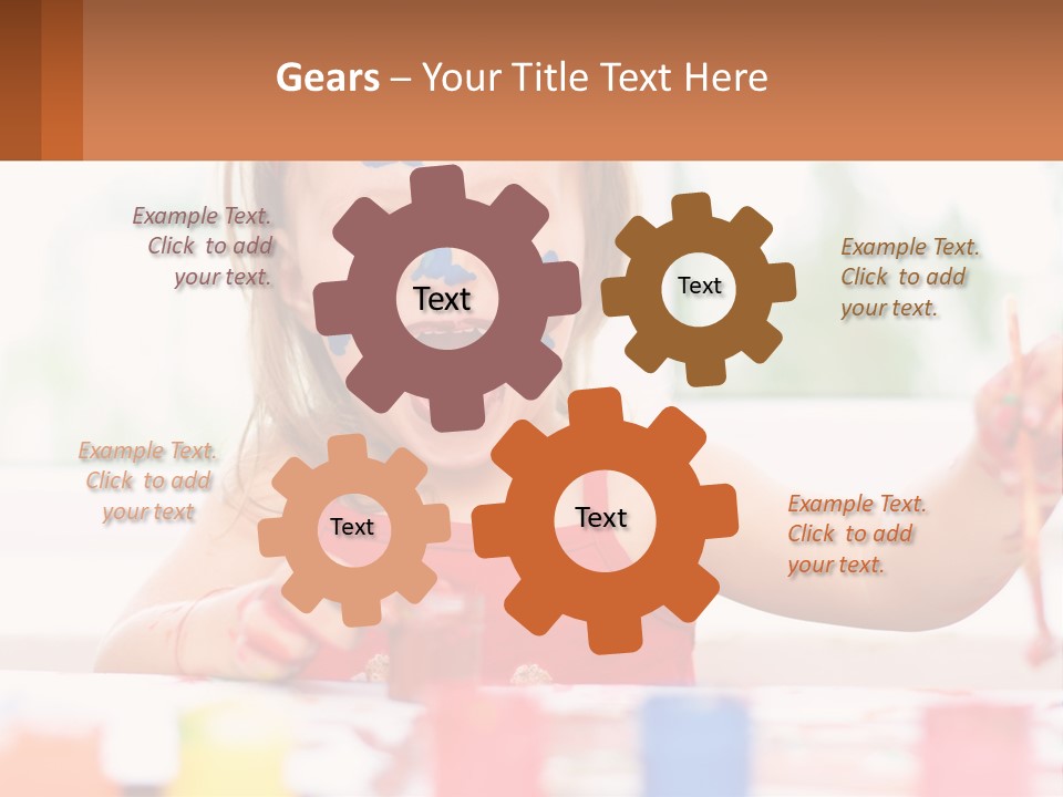 A Little Girl With Her Face Painted Blue And Red PowerPoint Template